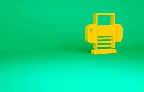 Orange Printer icon isolated on green background. Minimalism concept. 3d illu イラスト素材