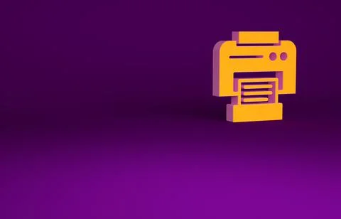 Orange Printer icon isolated on purple background. Minimalism concept. 3d ill イラスト素材