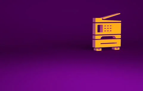 Orange Printer icon isolated on purple background. Minimalism concept. 3d ill イラスト素材