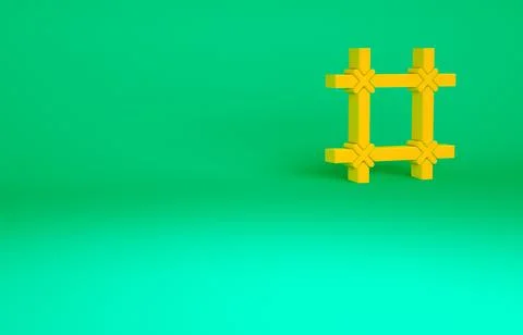 Orange Prison window icon isolated on green background. Minimalism concept. 3 Stock Illustration