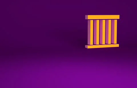 Orange Prison window icon isolated on purple background. Minimalism concept.  Stock Illustration