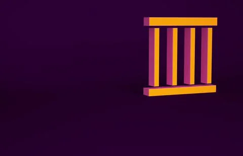 Orange Prison window icon isolated on purple background. Minimalism concept.  Stock Illustration