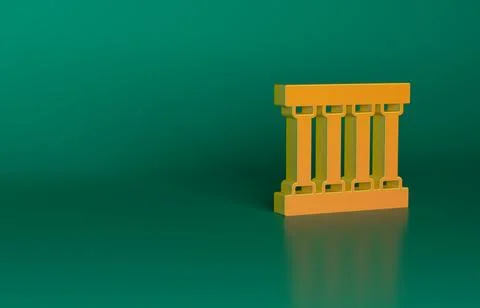 Orange Prison window icon isolated on green background. Minimalism concept. 3D Ilustración de archivo