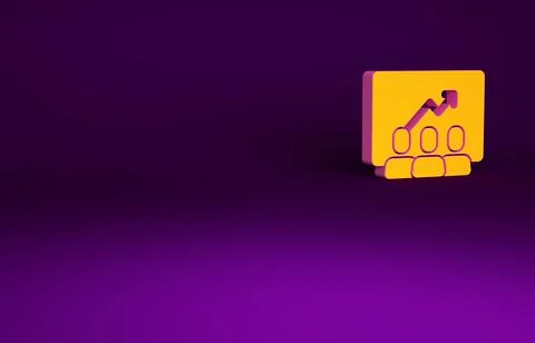 Orange Project team base icon isolated on purple background. Business analysi Stockillustratie