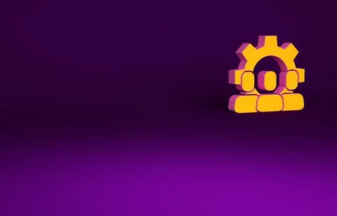 Orange Project team base icon isolated on purple background. Business analysi 스톡 일러스트
