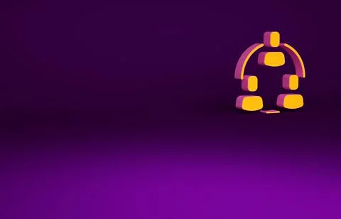 Orange Project team base icon isolated on purple background. Business analysi Illustrazione stock
