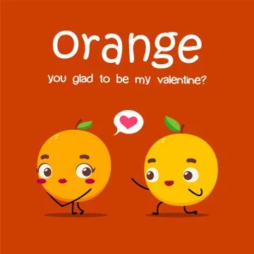 An orange is proposing other orange. Vector Illustration Stock Illustration