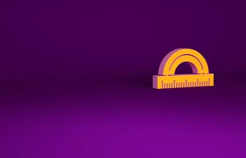 Orange Protractor grid for measuring degrees icon isolated on purple backgrou Stock Illustration