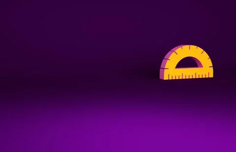 Orange Protractor grid for measuring degrees icon isolated on purple backgrou Stock Illustration