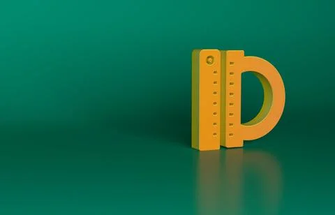 Orange Protractor grid for measuring degrees icon isolated on green background Stock Illustration