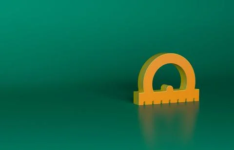 Orange Protractor grid for measuring degrees icon isolated on green background Stock Illustration