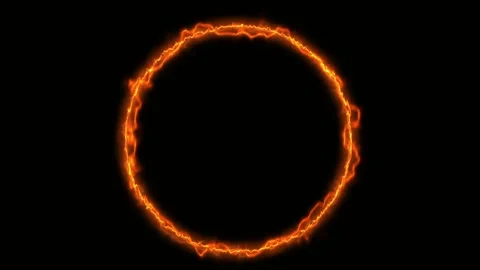 Orange pulsating circle with lightning elements Stock Footage 237915924