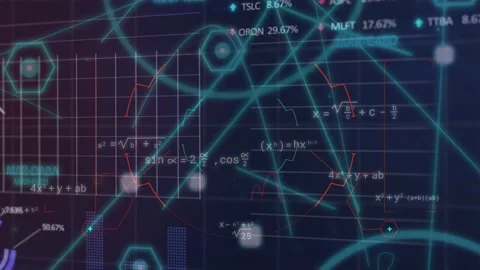 Orange pulsing ring starting HUD network, teal lines converging, reticle Stock Footage 334418678