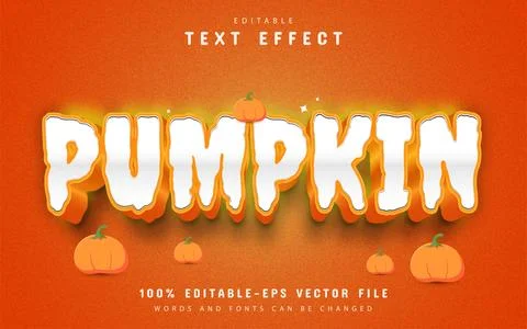 Orange pumpkin 3d text effect editable Stock Illustration