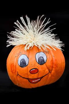 Orange Pumpkin with Character Stock Photos