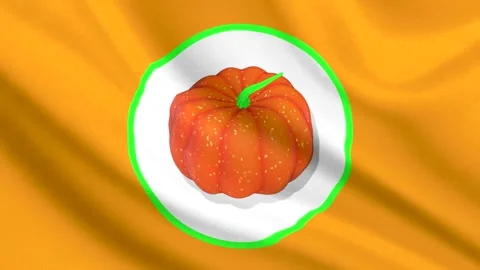 Orange pumpkin flag waving animation seamless loop background Stock Footage 337158532
