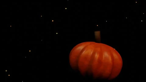 Orange Pumpkin Floating in Starry Dark Loop Stock Footage 344590154