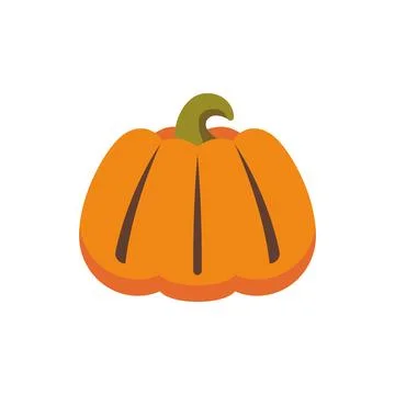 Orange pumpkin with green stem. Vector Stock Illustration