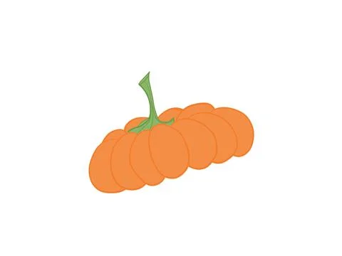 Orange pumpkin with green stem on white background Stock Illustration