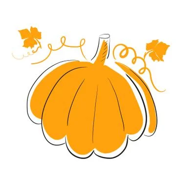 Orange pumpkin isolated on white background. Autumn illustration for halloween Illustrazione stock