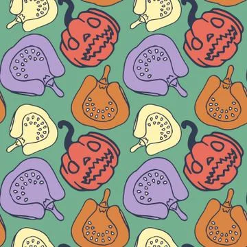 Orange pumpkin jack seamless pattern Stock Illustration
