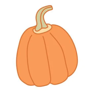 Orange pumpkin with a long petiole. Stock Illustration