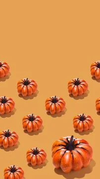 Orange pumpkin pattern creative on orange yellow background vertical banner Stock Illustration