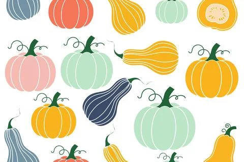 Orange Pumpkin Pattern Flat Style Vector Art for Autumn Themes Stock Illustration