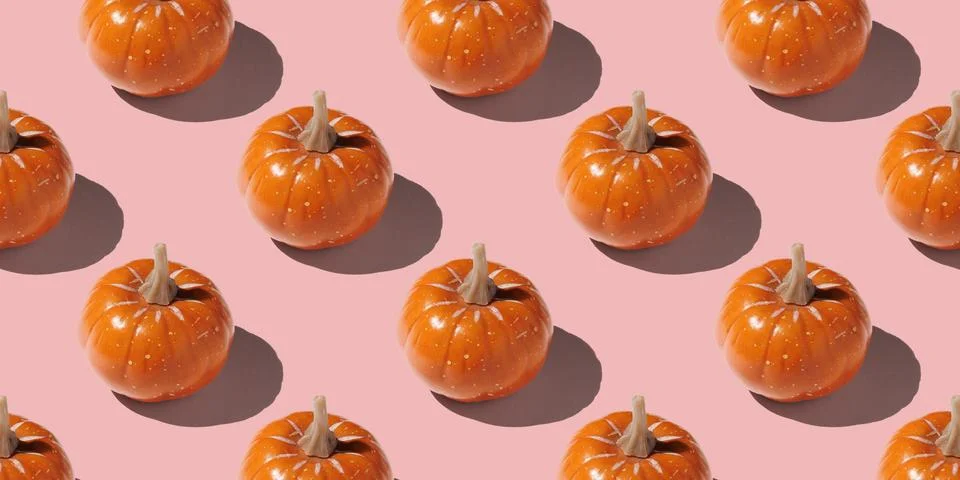 Orange pumpkin pattern on pastel color background Stock Illustration