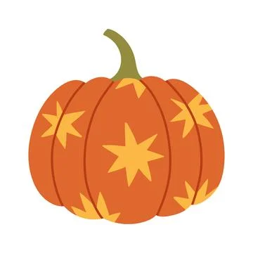 Orange pumpkin patterned with yellow stars vector illustration isolated on イラスト素材