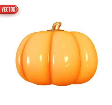 Orange pumpkin. Realistic 3d design element In plastic cartoon style. Icon .. Stock Illustration