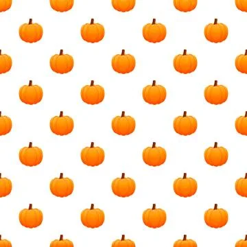 Orange pumpkin seamless pattern for autumn designs Stock Illustration