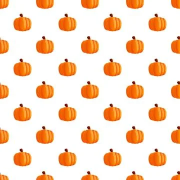 Orange pumpkin seamless pattern for autumn harvest season Stock Illustration