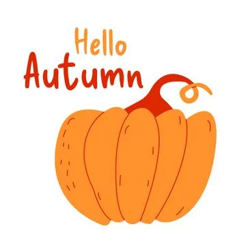 Orange pumpkin with text Hello Autumn Illustrazione stock