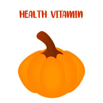 Orange pumpkin vector illustration.Vegetable graphic icon or print, isolated on Stock Illustration