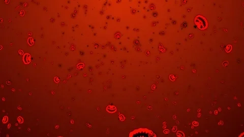Orange pumpkins with a black outline and shadow fall on an orange background Stock Footage 251986005