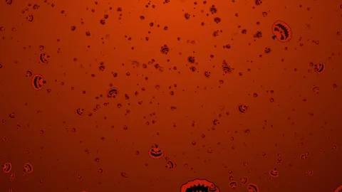 Orange pumpkins with a black outline fall on an orange gradient background Stock Footage 253061595