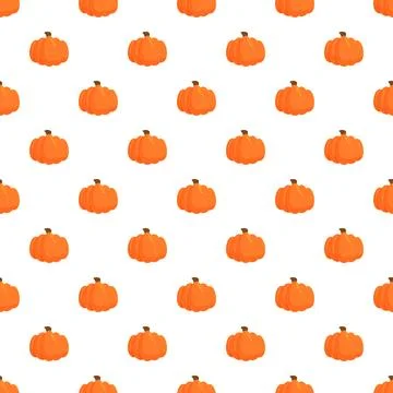 Orange pumpkins creating a seamless fall pattern background Stock Illustration