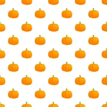 Orange pumpkins creating seamless pattern on white background Stockillustratie