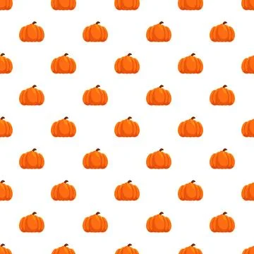 Orange pumpkins creating a seamless vegetable autumn pattern Stock Illustration