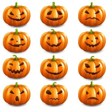 Orange Pumpkins Isolated White Background Stock Illustration