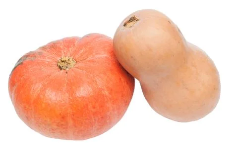 Orange pumpkins isolated on white background cutout Stock-Fotos