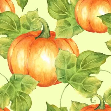Orange pumpkins. Seamless pattern 3 Stock Illustration