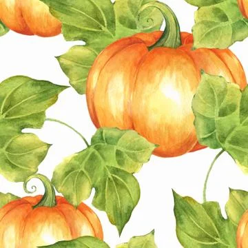 Orange pumpkins. Seamless pattern 4 Stock Illustration