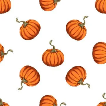 Orange pumpkins seamless pattern.Vector Stock Illustration
