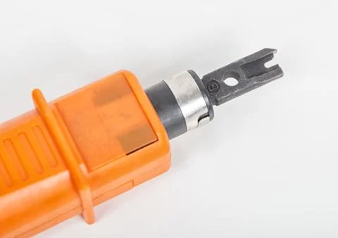 Orange punch down Tool for ethernet Network isolated on white background Stock-Fotos