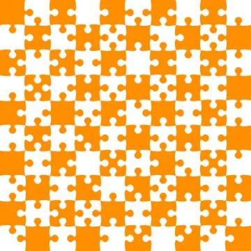 Orange Puzzle Pieces - JigSaw Vector - Field Chess Stock Illustration