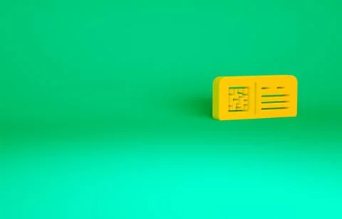 Orange QR code ticket train icon isolated on green background. Minimalism con Illustrazione stock