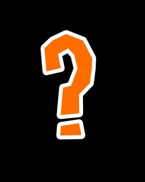 Orange question mark symbol with a white outline isolated on a black backgrou Stock Illustration