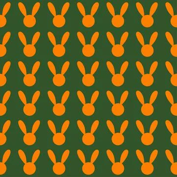 Orange Rabbit Green Background Stock Illustration